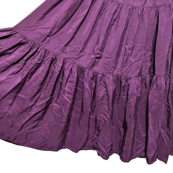 CP SHADES Purple Silk Tiered Maxi Skirt S - Picture 3 of 6